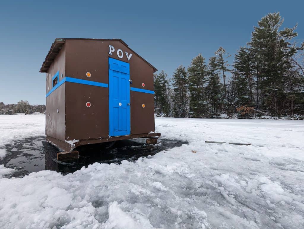 Wood Ice Fishing Shanty Rental at POV Resort